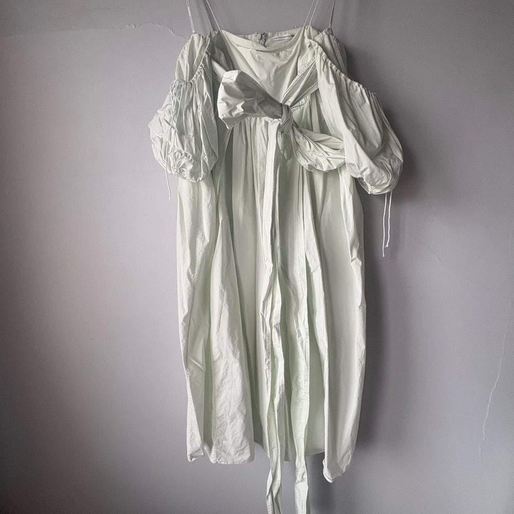 Cecilie Bahnsen Mint Green Cotton Poplin Joel Midi Dress US 6 UK 10 - Picture 12 of 16